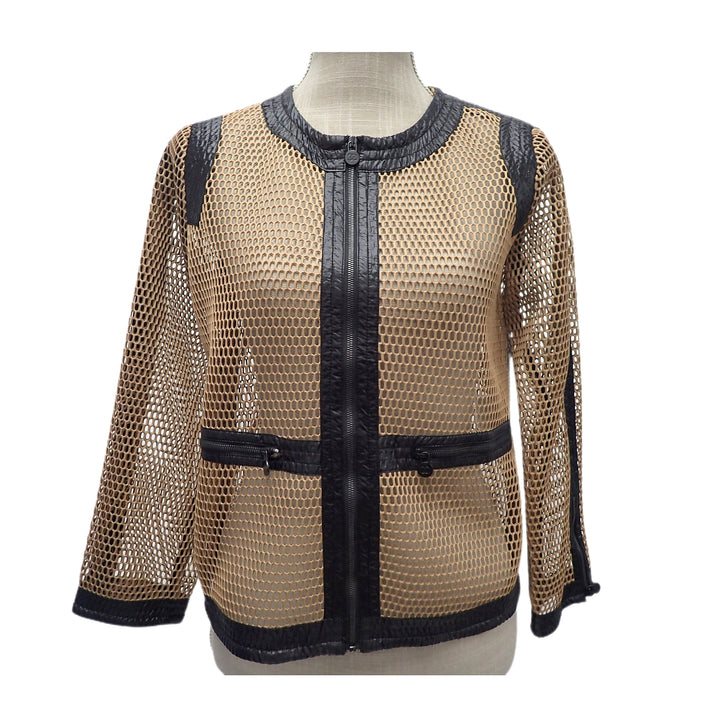* CHANEL 샤넬 P47568 메시 노카라 자켓