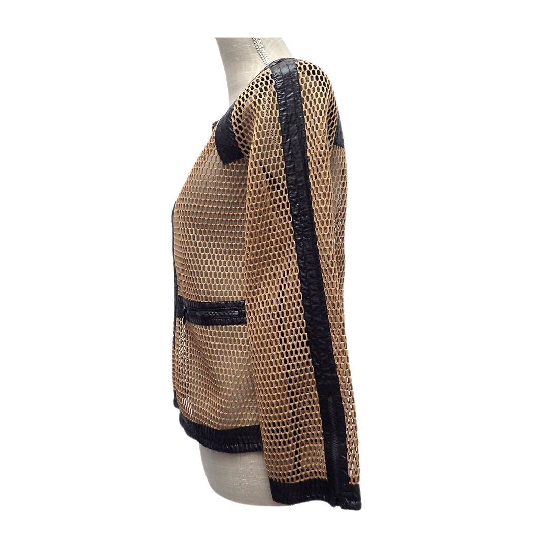 * CHANEL 샤넬 P47568 메시 노카라 자켓