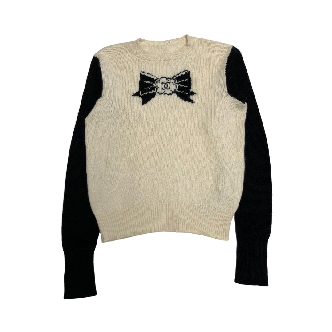 *CHANEL Ribbon Cocomark Camellia Sweater