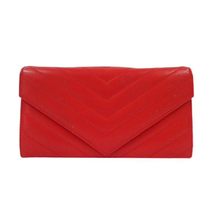 *Yves Saint Laurent イヴ サンローラン Vステッチ 長財布