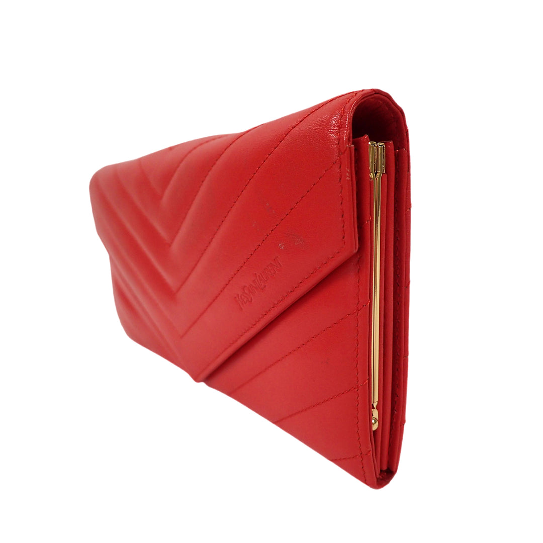 *Yves Saint Laurent イヴ サンローラン Vステッチ 長財布