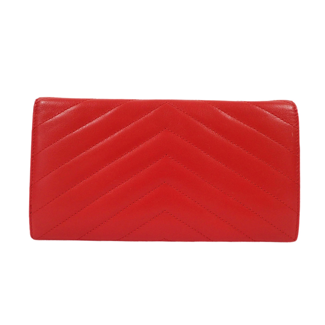 *Yves Saint Laurent イヴ サンローラン Vステッチ 長財布