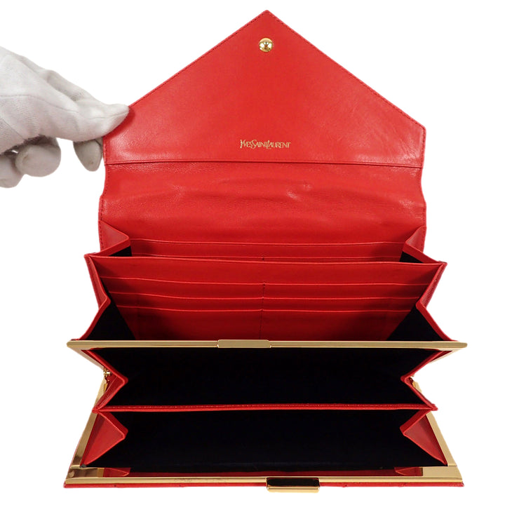*Yves Saint Laurent イヴ サンローラン Vステッチ 長財布