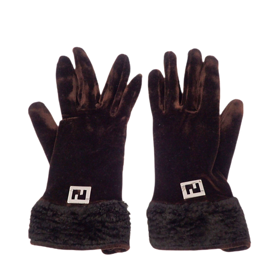 FENDI velor fur gloves