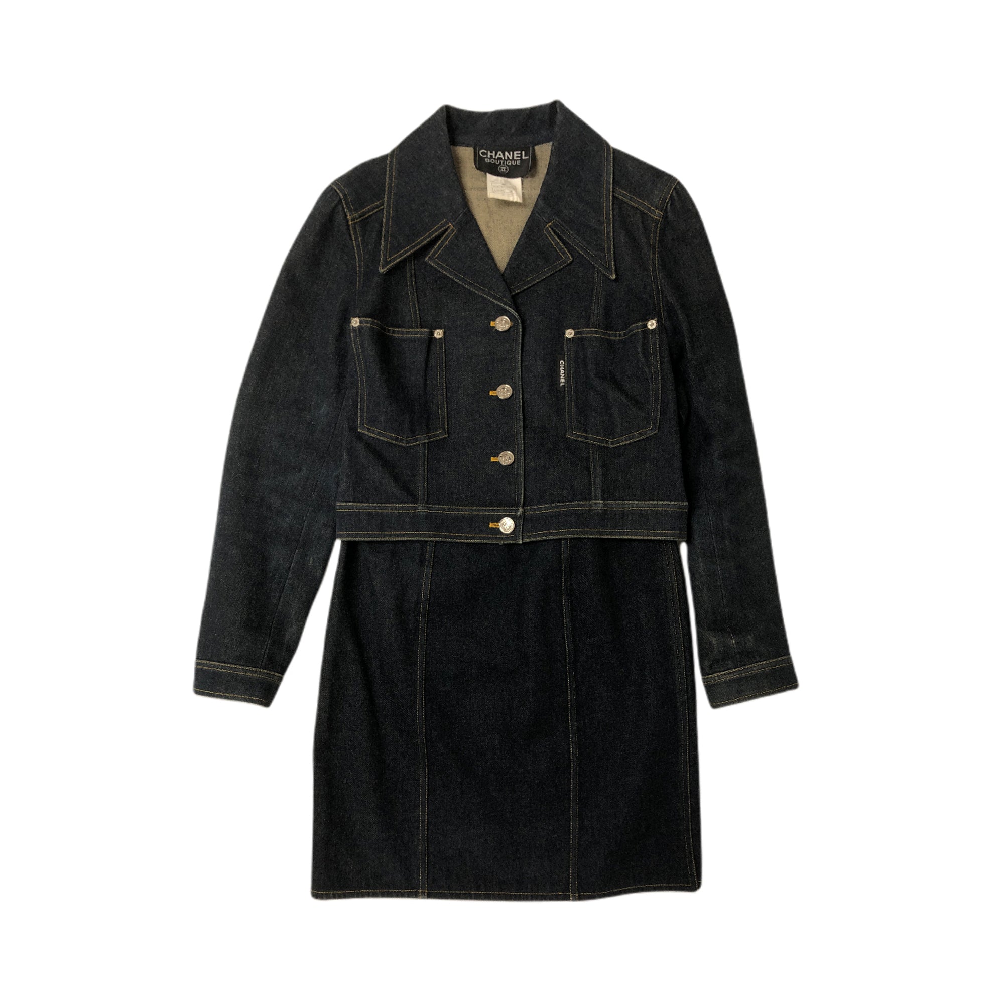 CHANEL シャネル　デニム　ジャケット　スカート　スーツ セットアップ CHANEL シャネル デニム ジャケット スカート スーツ