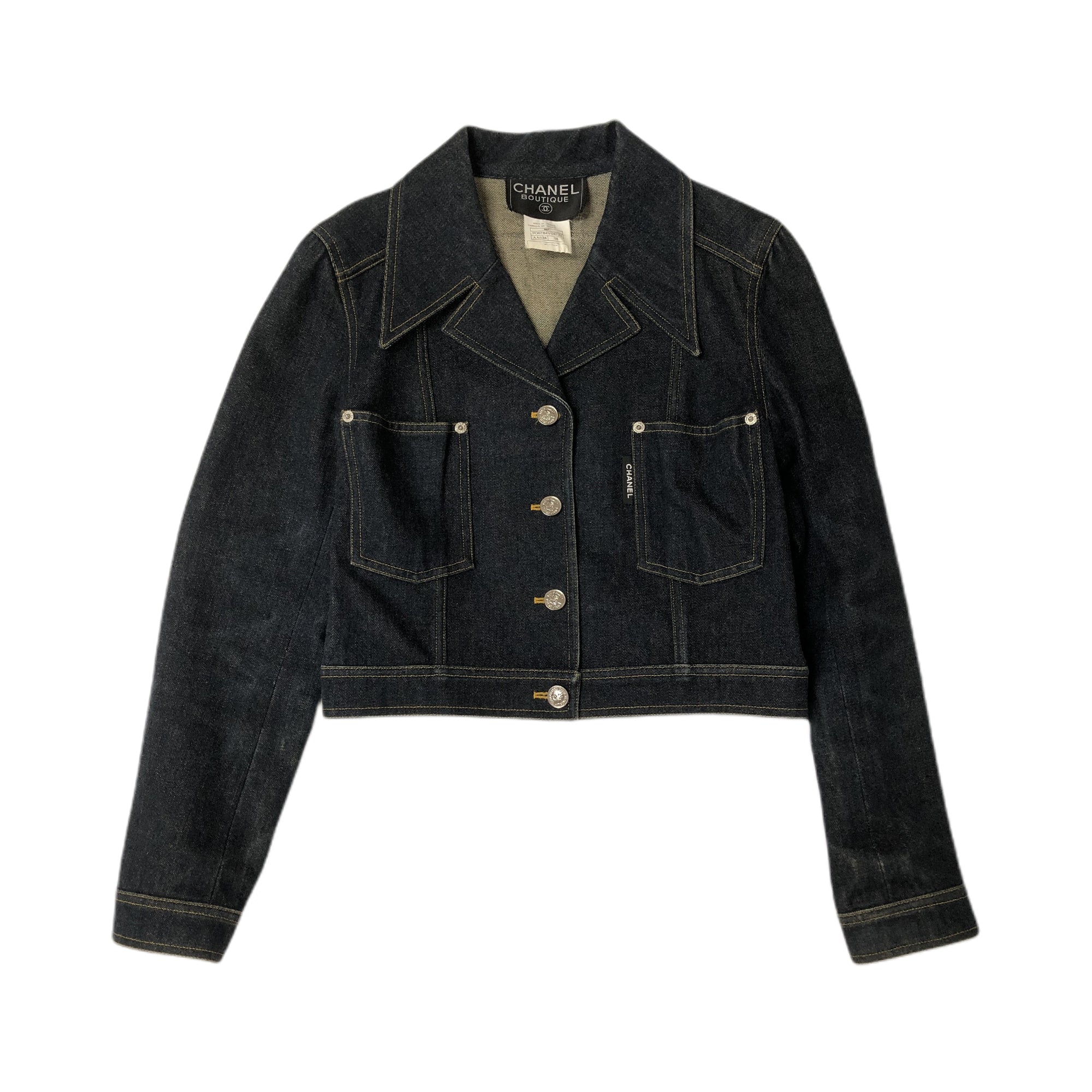 シャネル／ジャケット・スカートセットアップ シャネル 97P ウール×ナイロン ノーカラージャケット スカート