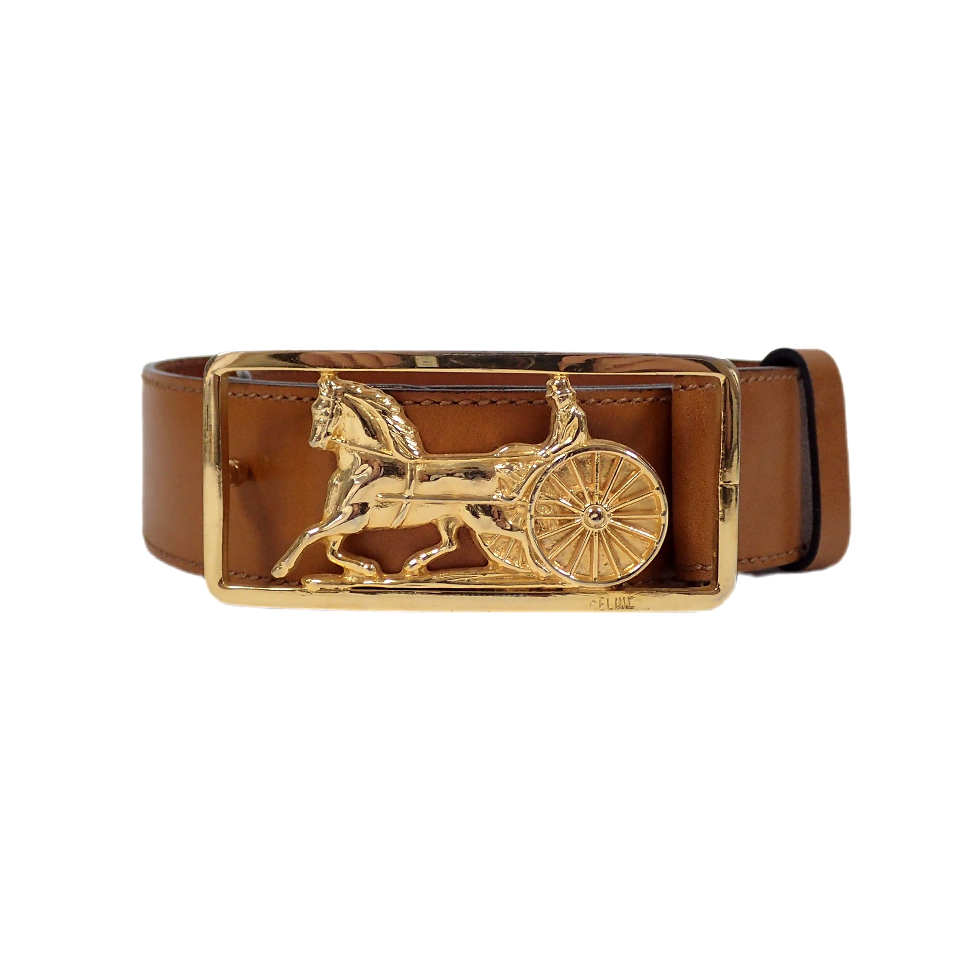 正規品★セリーヌ★CELINE★ヴィンテージ★馬車バックル★レザー ベルト CELINE CARRIAGE LOGO DESIGN LEAHER BELT/セリーヌ馬車ロゴ