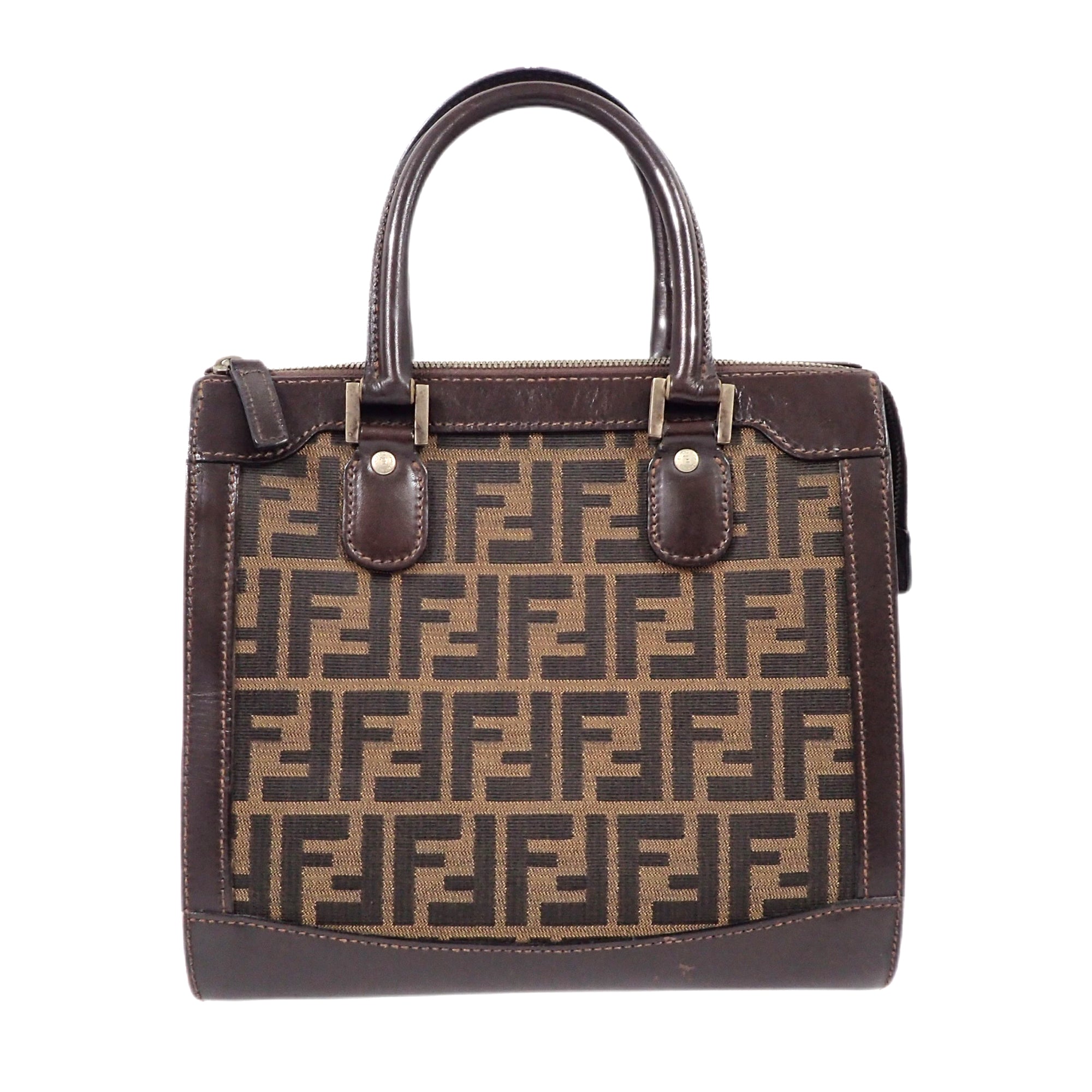 【FENDI 】フェンディ ズッカ柄 ハンドバック FENDI フェンディ ズッカ柄 ボックス型 ハンドバッグ ダーク