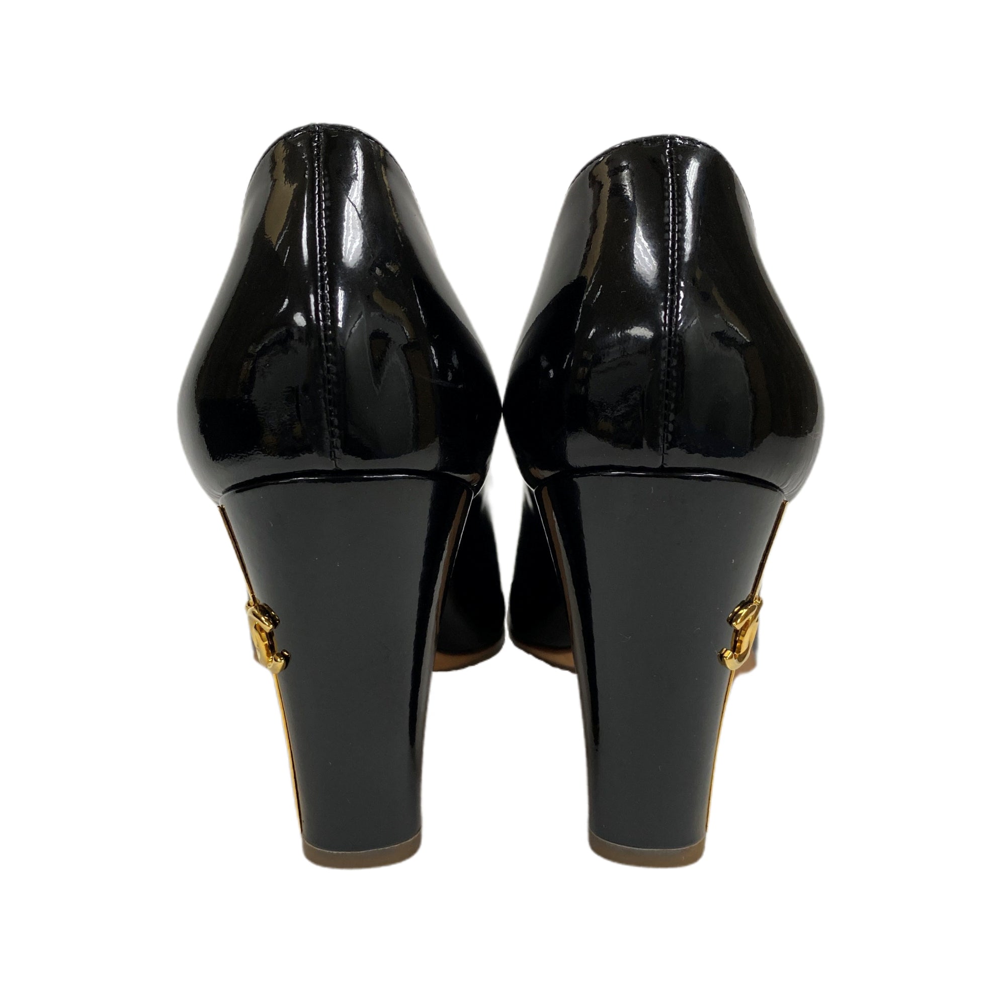 【美品】 CHANEL パテント ココマーク パンプス ハイヒール ブラック CHANEL シャネル ココマークパールパンプス35 5 ブラック ヒール