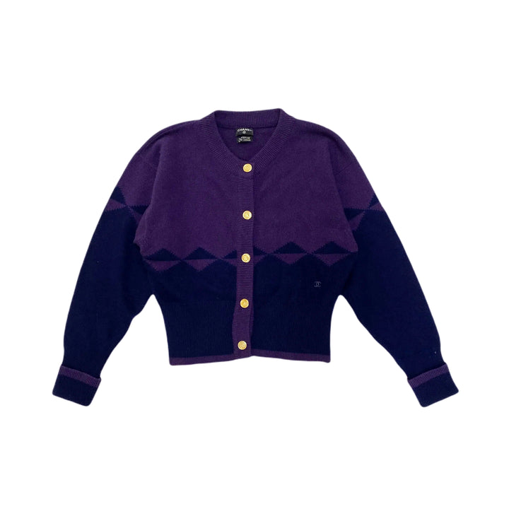 * Chanel Chanel Cardigan Knit Vintage Coco Mark Coco Cashmere 100％