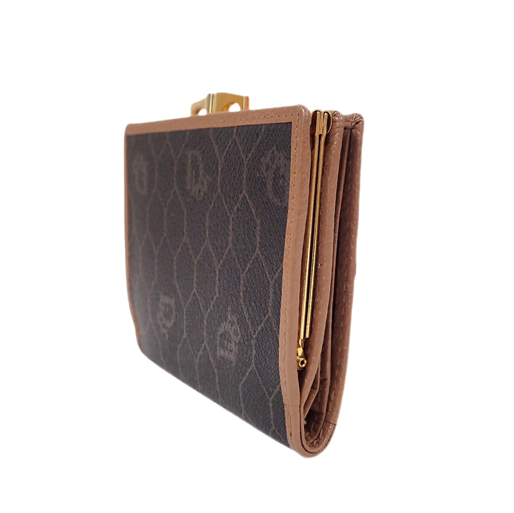 Christian Dior クリスチャンディオール ハニカム柄 がま口 2つ折り