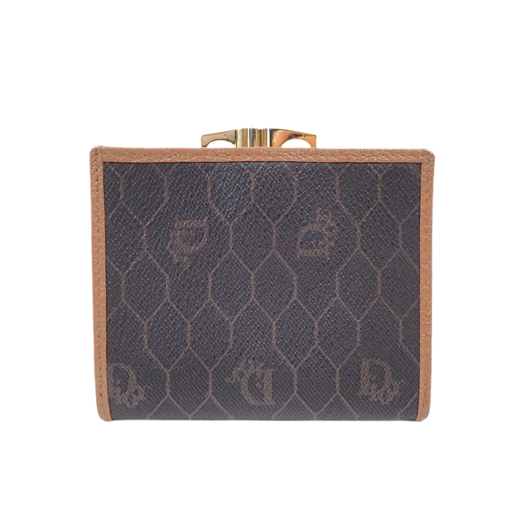 *Christian Dior クリスチャンディオール ハニカム柄 がま口 2つ折り財布