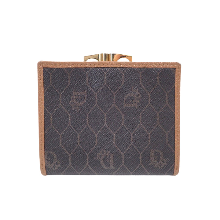 *Christian Dior クリスチャンディオール ハニカム柄 がま口 2つ折り財布