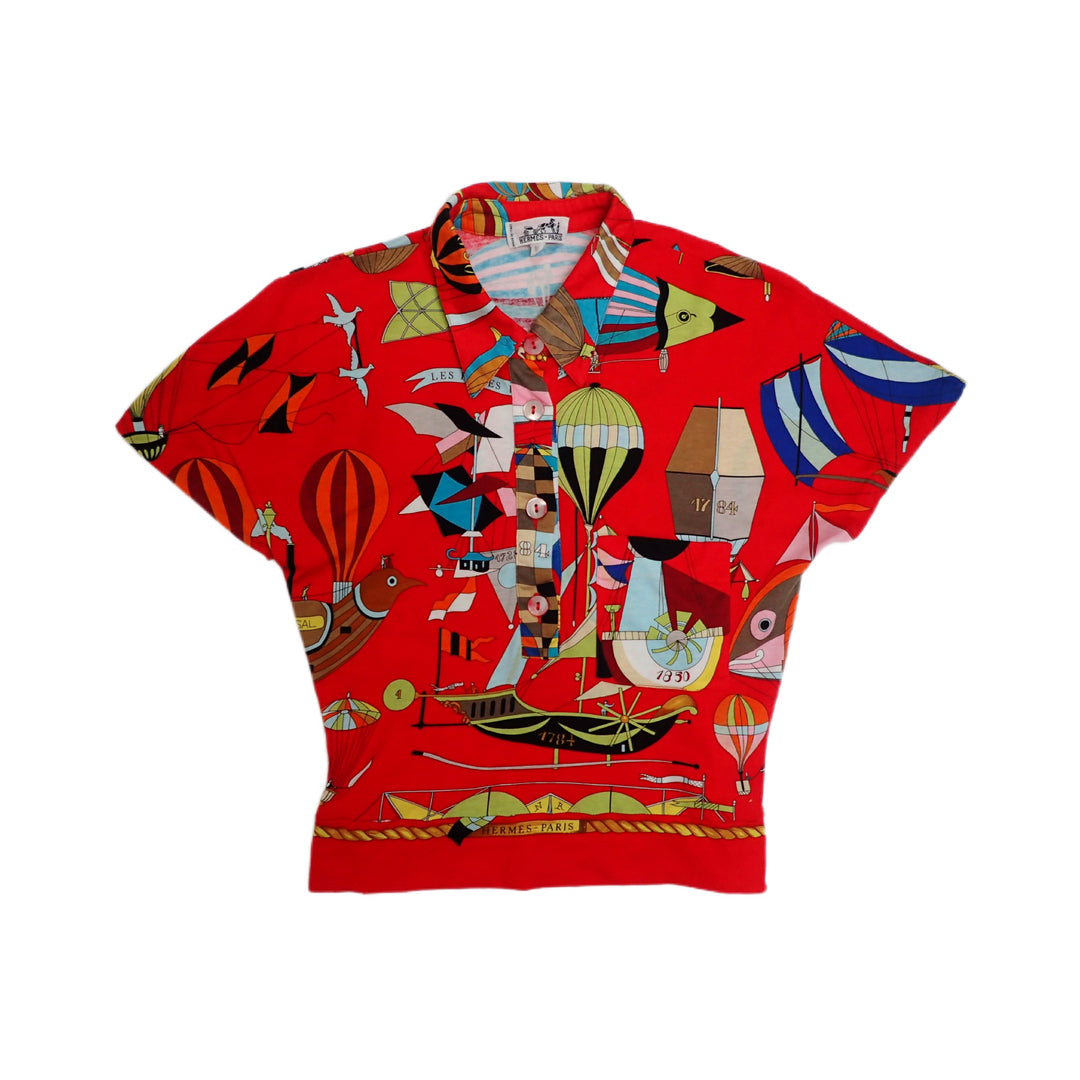 *HERMES Hermes Shirt Blouse Les Folies Du Ciel's crazy P8301V