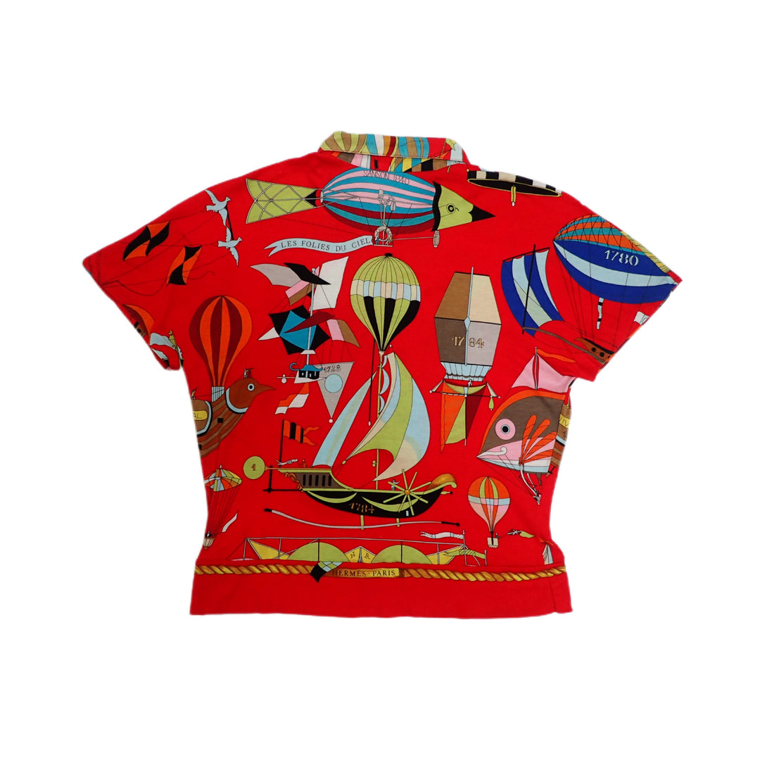 *HERMES Hermes Shirt Blouse Les Folies Du Ciel's crazy P8301V